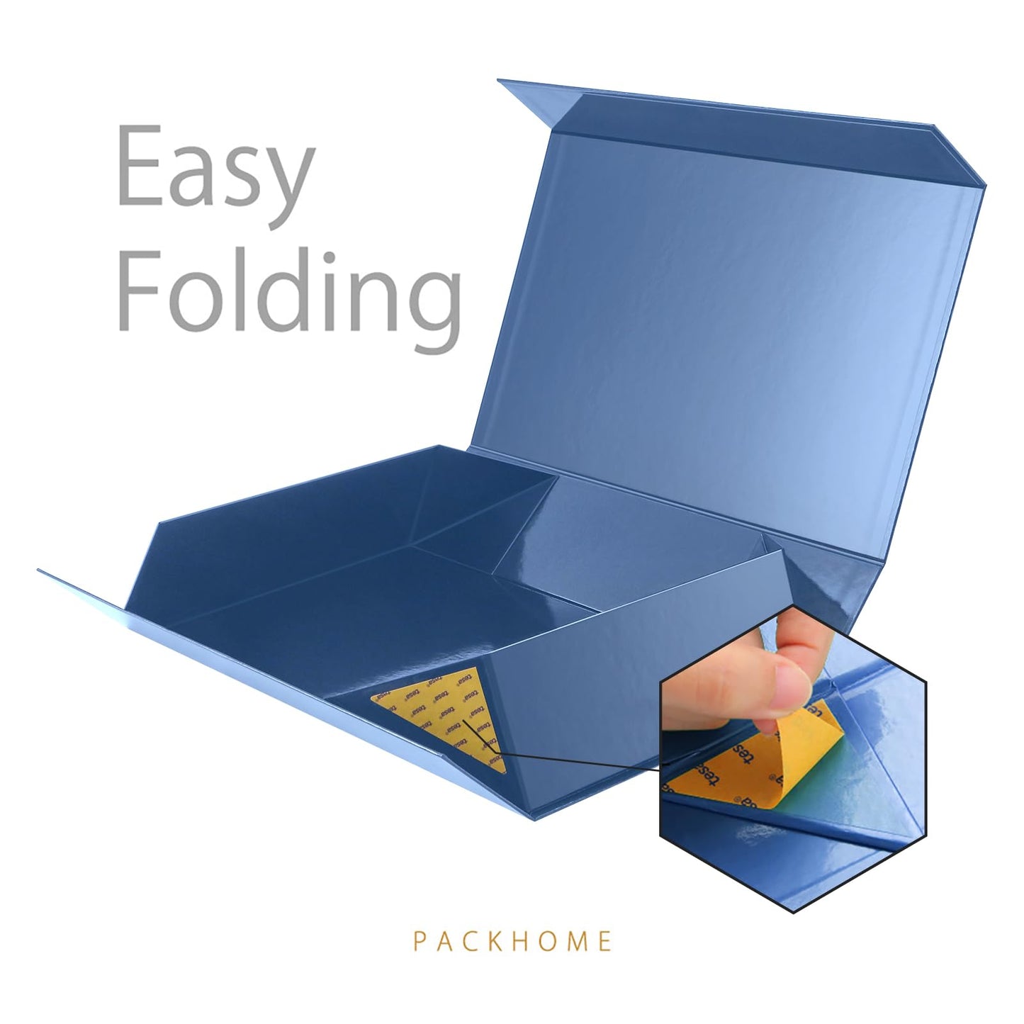 PACKHOME Extra Large Gift Box 17.5x11.3x4.3 Inches, Sturdy Shirt Box with Magnetic Lid for Clothes and Large Gifts (Glossy Blue)