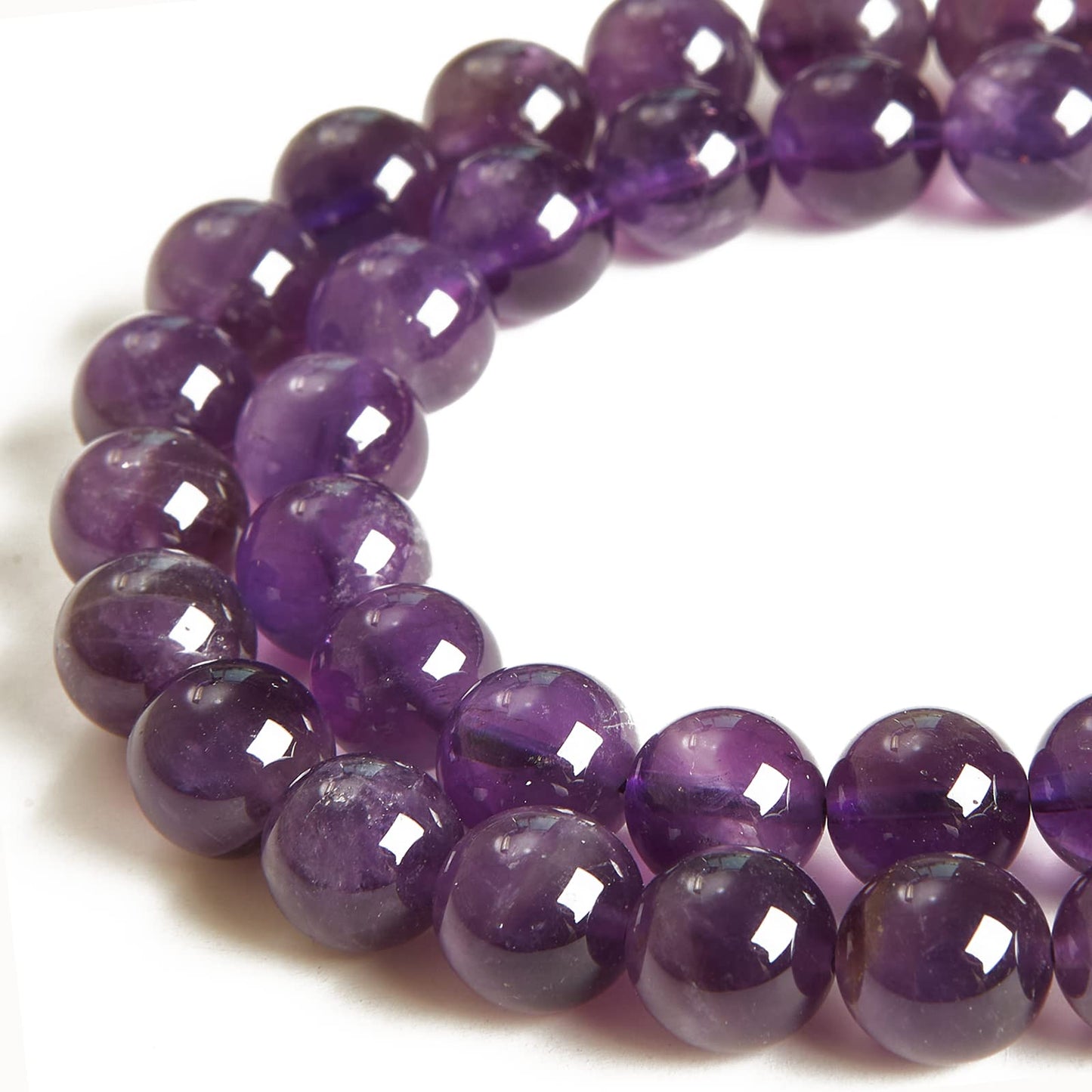 35pcs 10mm Natural Amethyst Beads Gemstone Beads Round Loose Beads for Jewelry Making