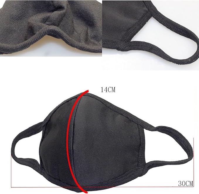 5 Pack Black Mask Windproof Dustproof Masks with Adjustable Nose Wire,Breathable Reusable Washed for Outdoor Sport Half Face Earloop Cotton Masks for Men and Women
