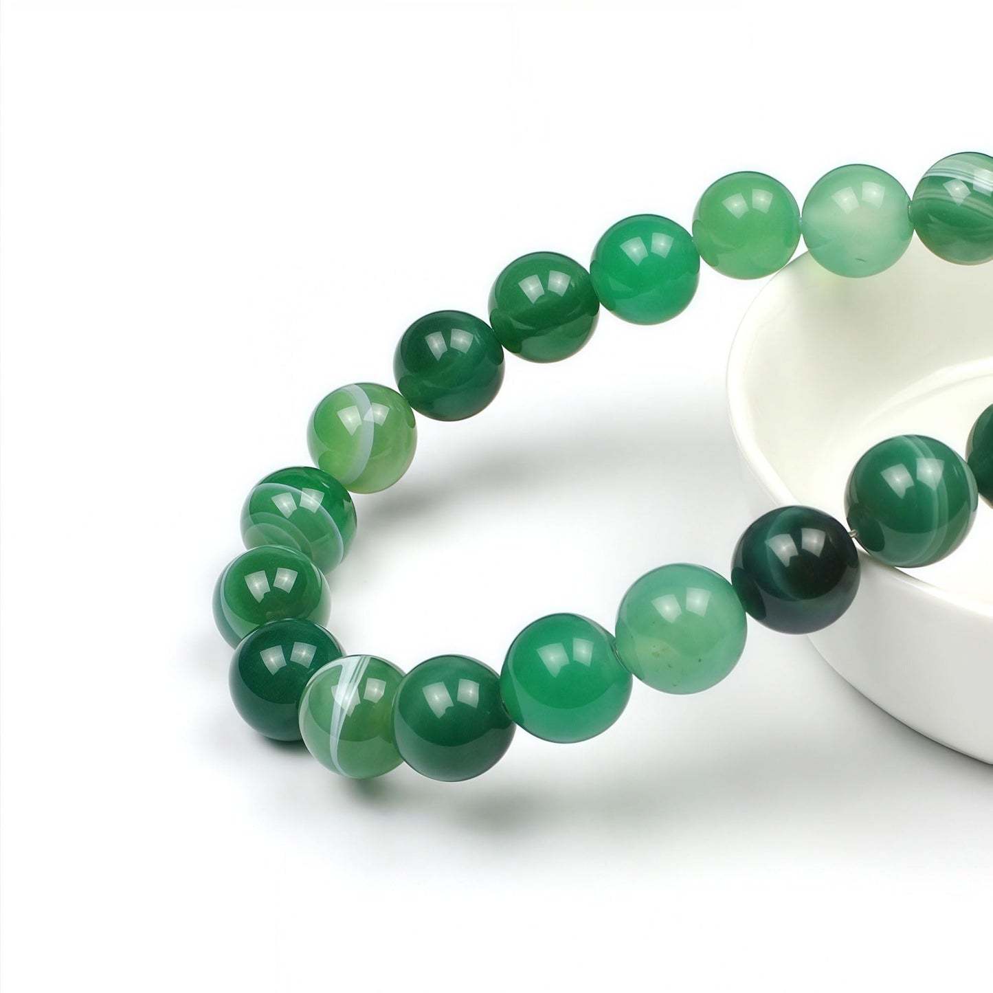 MJDCB Natural Stone Beads Green Striped Agate Round Loose Beads for Jewelry Making DIY Bracelet Necklace (6mm)