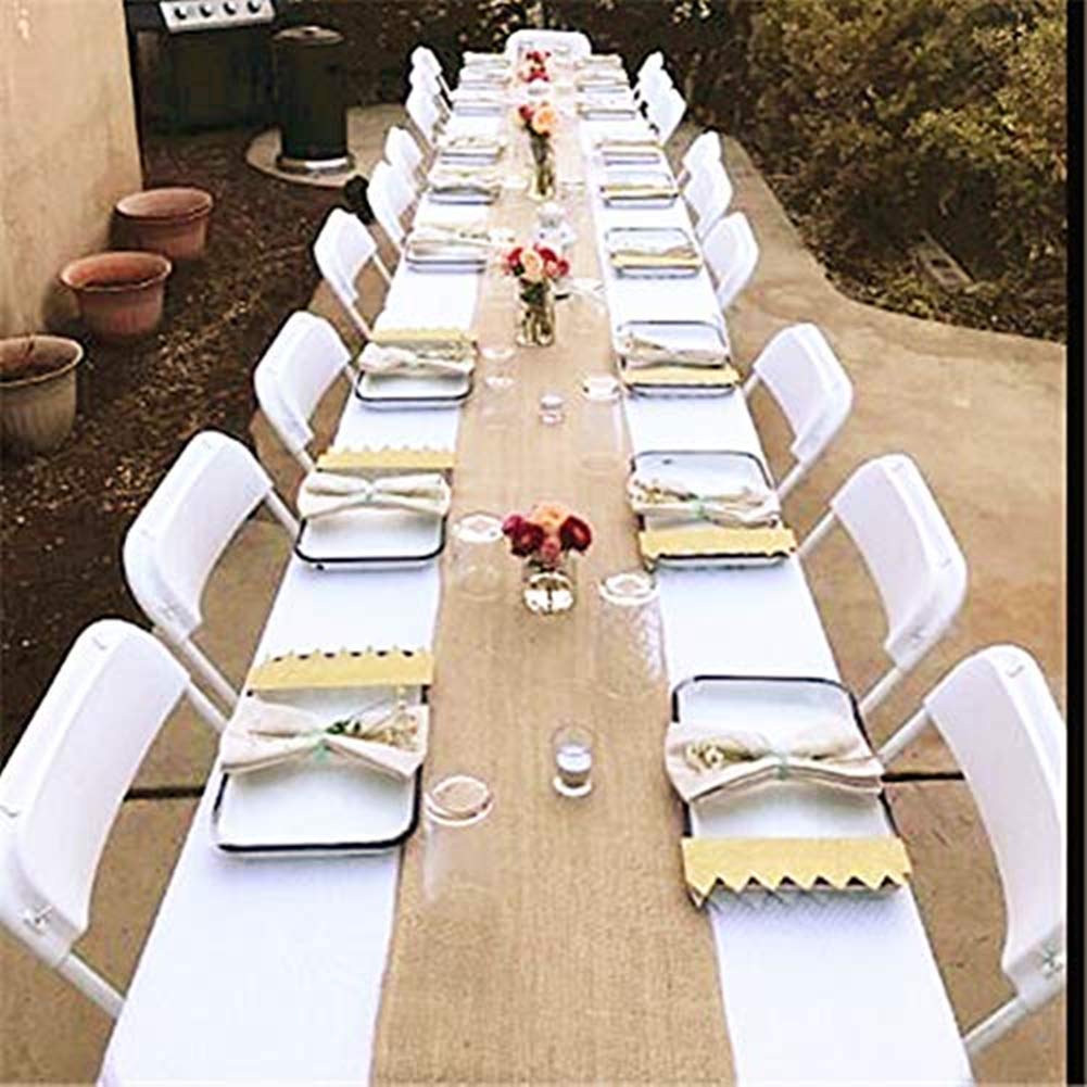 OZXCHIXU Jute Burlap Table Runner-12'' Wide x 10 Yards Long Burlap Fabric Roll Perfect for Weddings, Table-Runners, Decorations & Crafts.