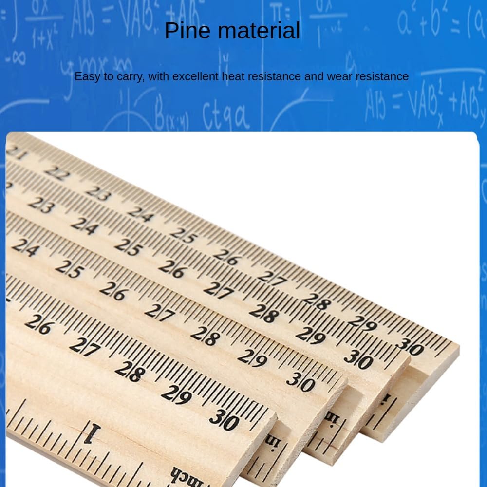 mucaiyang 30 Pack Wooden Ruler 8 Inch Rulers Bulk Wood Measuring Ruler for Students Office School Supplies 2 Scale (20 cm)