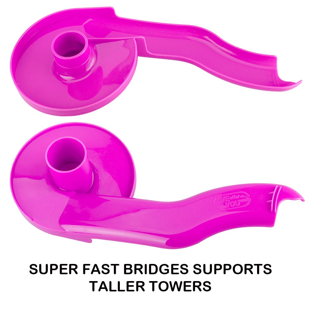 WEofferwhatYOUwant Advanced Ball Drop Toy – 16-Piece STEM Playset for Toddlers with 2 Purple Bridges & 8 Spiral Ramps | Creative Building Fun | Safe 9M+ | Interactive Family Play | Durable, Stackable