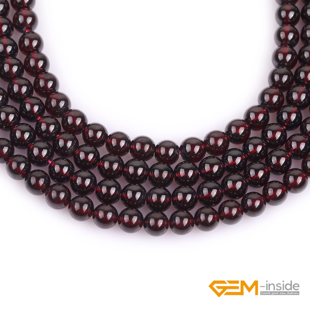GEM-Inside Garnet Gemstone Loose Beads 8mm Natural AAA Red Round Crystal Energy Stone Power for Jewelry Making 15"