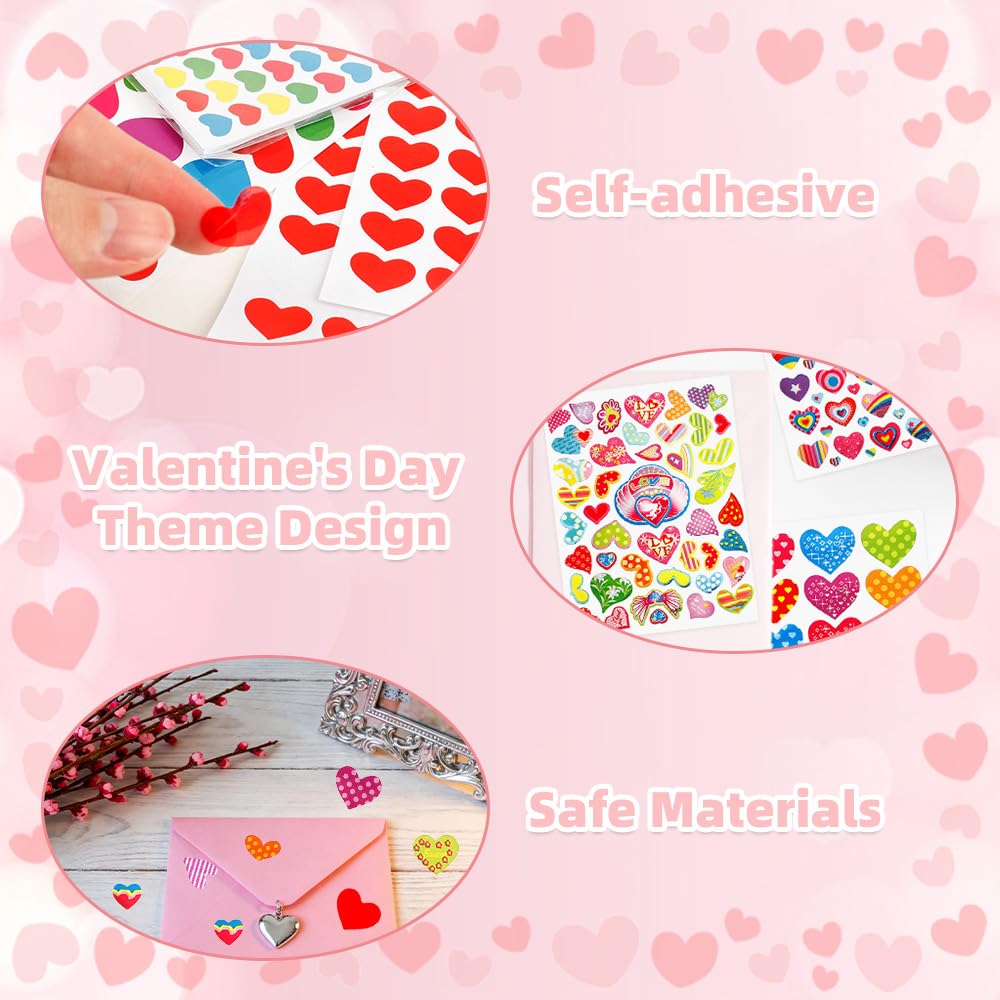 Heart Stickers, 3140 Pcs Small Heart Sticker Bulk, 50 Sheets Gilter Self Adhesive Love Sticker for Card Envelopes Gifts Craft Scrapbooking Wedding Mother's Day Valentines Day Party Decorations Favors