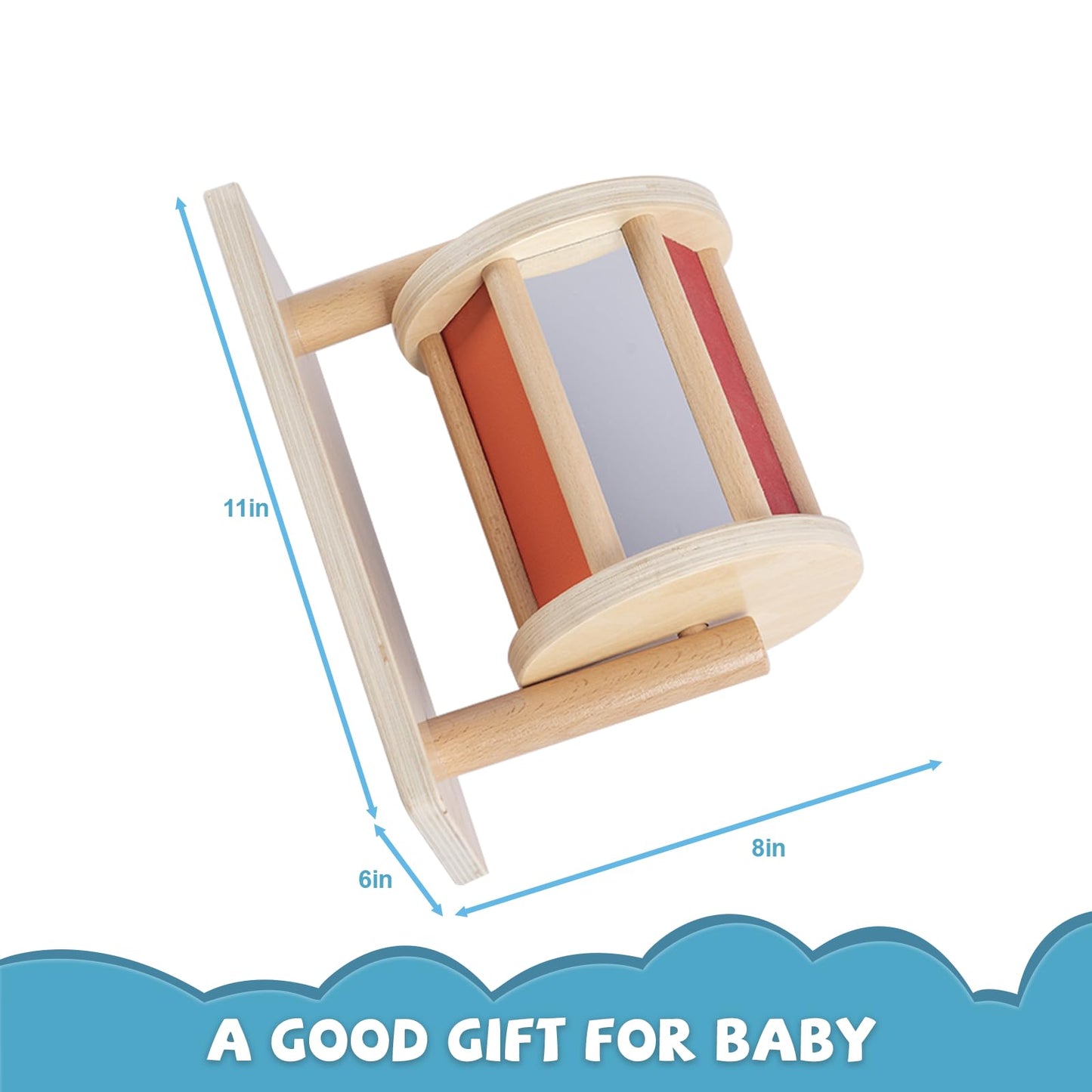 Full Size Spinning Drum Montessori Toys for Infant 6 - 12 Months 1 Year Old Babies Toddlers (Multiple Materials)