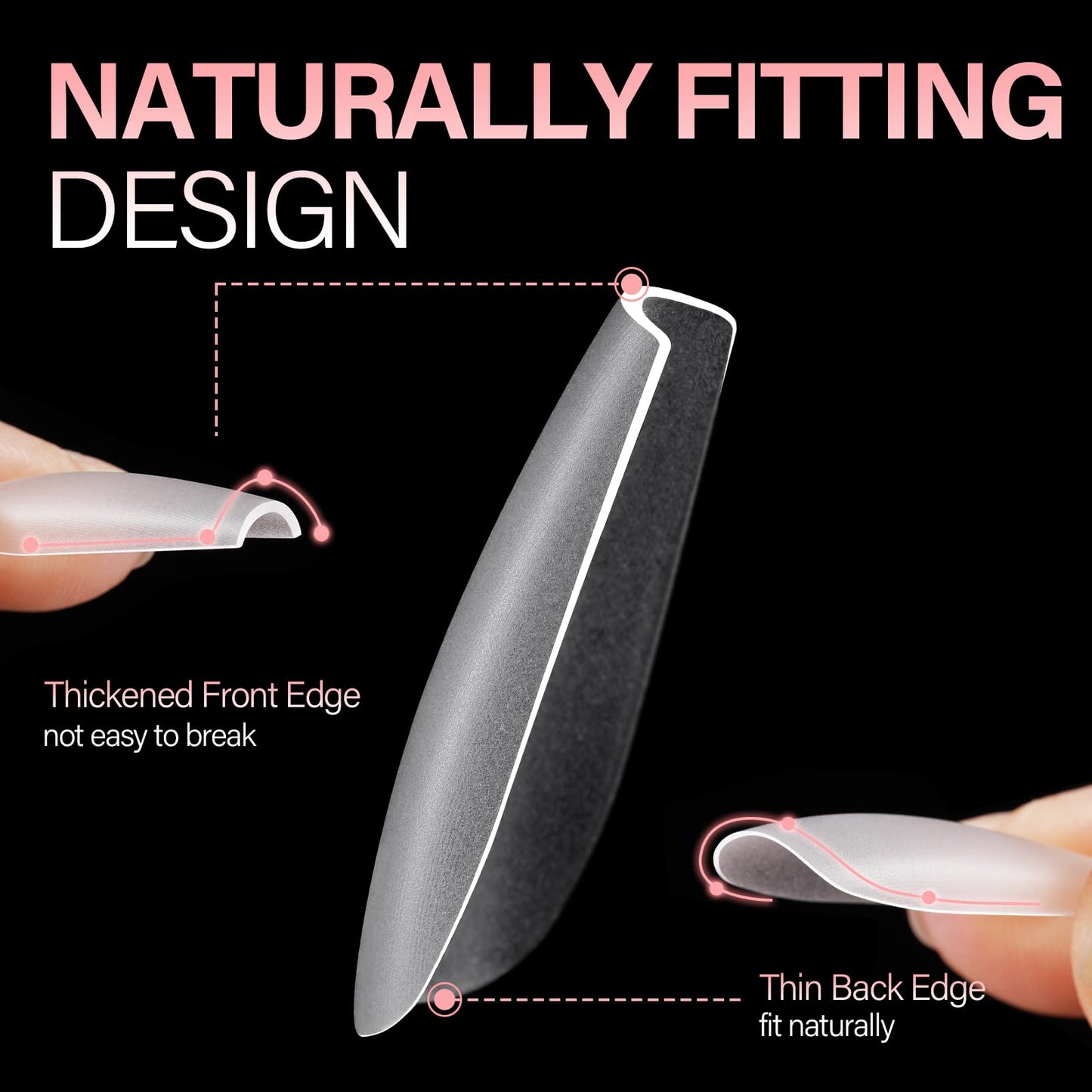 AILLSA Medium Coffin Nail Tips 450PCS Full cover Double-sided Matte Gel Stronger Adhesion Pre-Shaped Press on Nail Tips for Home DIY Nail Arts Salon 15 Sizes