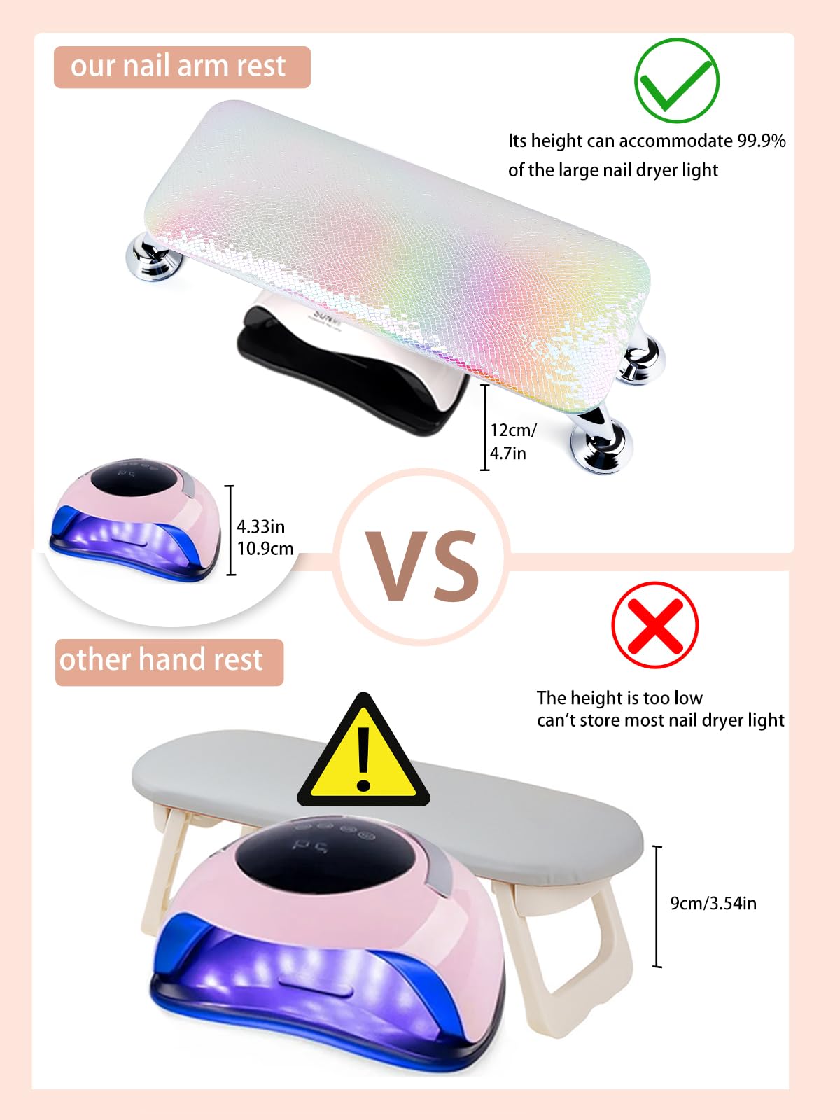 LIONVISON Arm Rest for Nails Tech: Microfiber Leather Hand Rest for Nails Cushion, Hand Rest Pillow for Nails Toenails, Detachable Nail Art Accessories Tool for Nails Tech (Crocodile Silver)