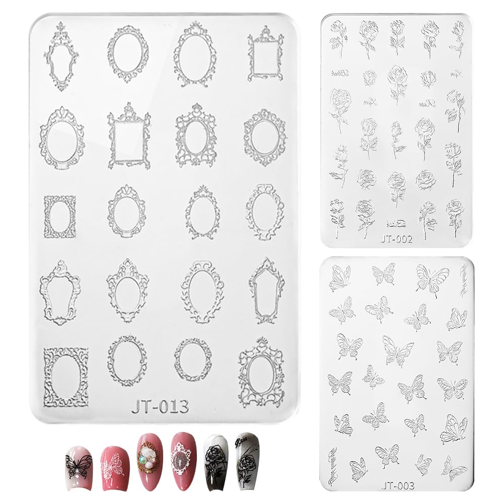 WAYUTO 3 Sheets Reusable 3D Nail Art Mold DIY Making Tools Silicone Carved Mold Retro Classic Supplies for Women Girls