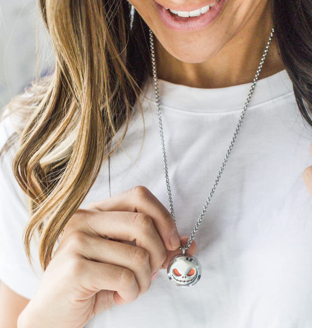 Jack Skullington Stainless Steel Aromatherpay Diffuser (Necklace w/ 4 Oils)