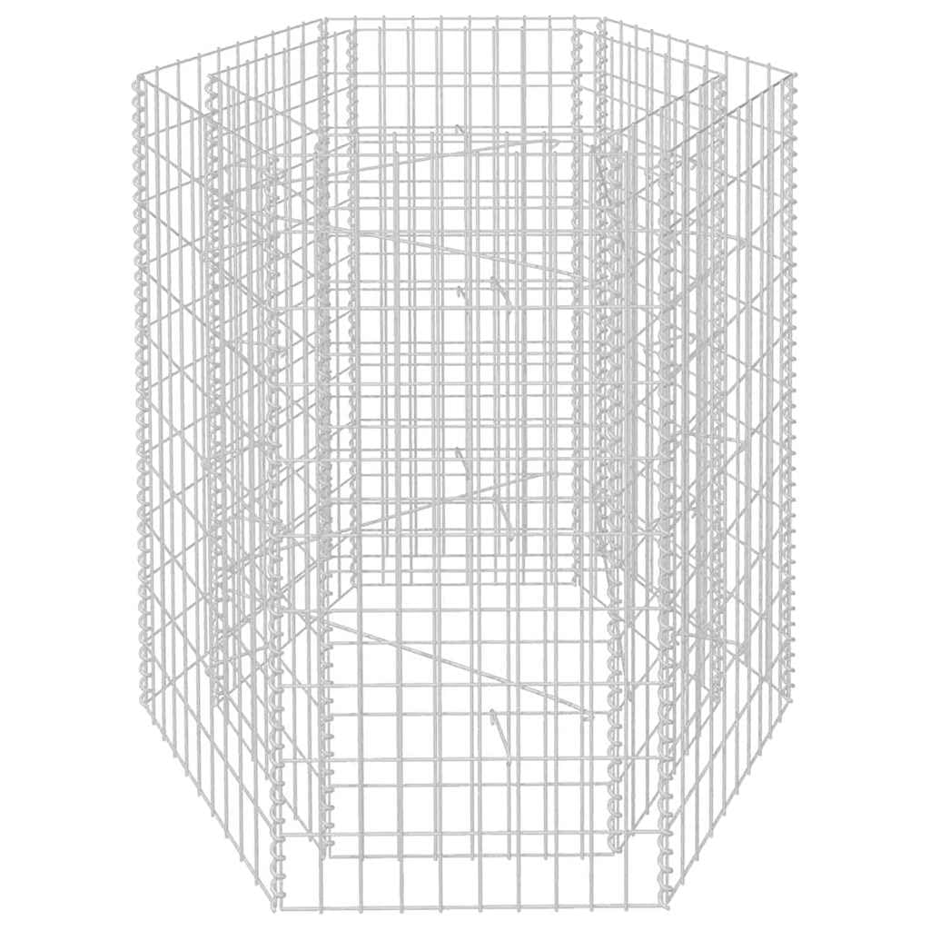 YAFF Hexagonal Gabion Raised Bed in Silver Galvanized Steel, 39.4 x 35.4 x 39.4 inches - Heavy Duty 1400 kg Capacity
