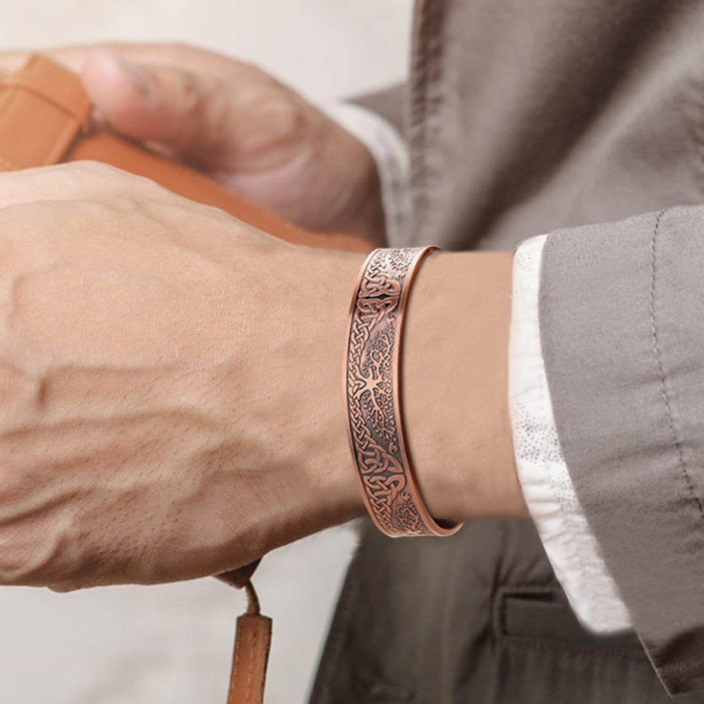 MagEnergy Copper Bracelet For Men Women, Tree of Life 99.99% Pure Copper Magnetic Bracelets,7.3''Adjustable Cuff Bangle Jewelry Gift