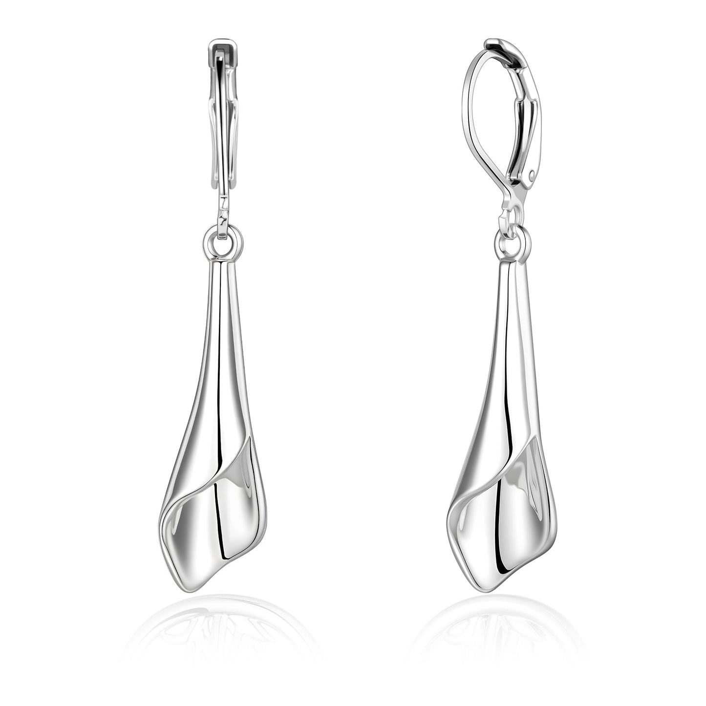 925 Sterling Silver Dangle Earrings for Women Leverback Filigree Teardrop Earrings Hypoallergenic Silver Dangle Drop Earring for Gifts (Grass-G)