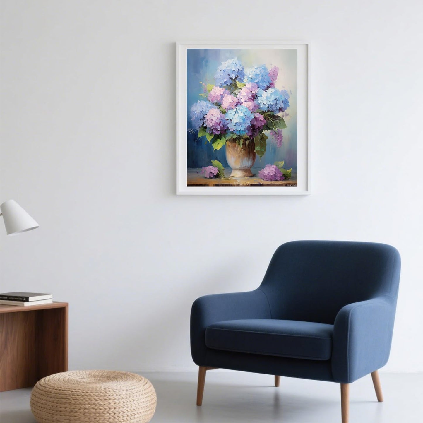 FUKVHIL Paint by Numbers for Adults Blooming Hydrangea Flower Pot DIY Digital Painting Gifts Kits Pre-Printed Canvas Art Home Decoration 16x20inch
