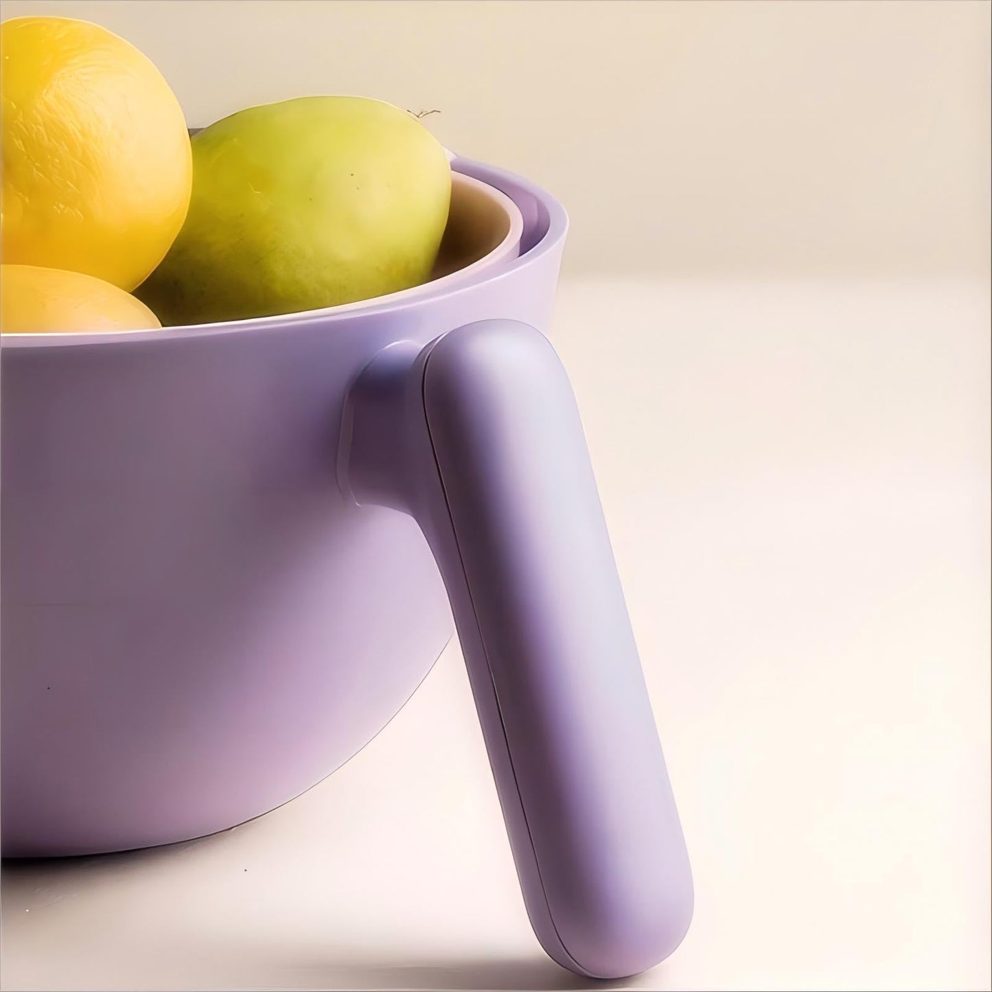Elite Aiwei 2-1 Kitchen Colander Rotating Washing Basket with Handle -home & kitchen Food Strainers and Colanders-Pasta Strainer-fruit and vegetable washing bowl-kitchen must haves (Lilac Purple)