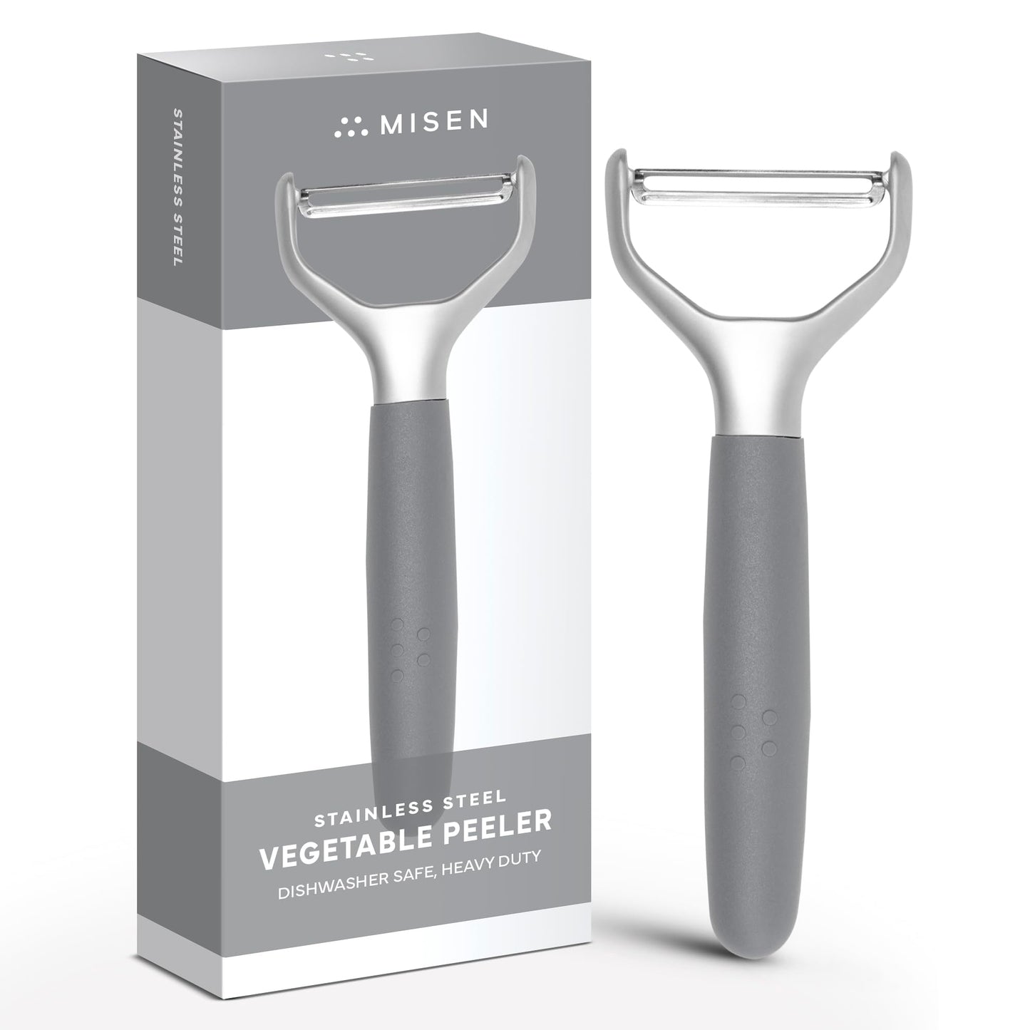 Misen Stainless Steel Vegetable Peeler - Dishwasher Safe Y Peeler - Easy to Use with Potatoes, Cabbage, Carrots, and More - Progessional Grade Kitchen Tool - Gray
