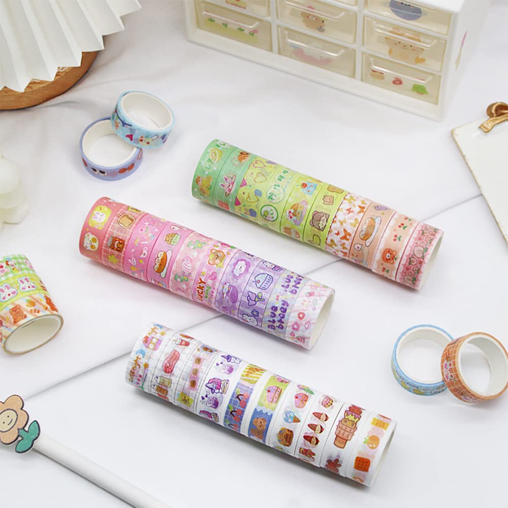 MAFELOE 2 Meters Long 60 Rolls Washi Tape Set, Decorative Adhesive Supplies for Scrapbook, Arts & Crafts-Cute Suit (White Box)