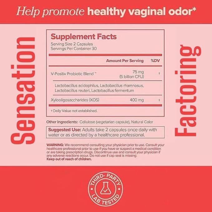 Vaginal Probiotics for Women's pH Balance with Prebiotics & Lactobacillus Blend, Promotes Healthy Vaginal Odor & Flora, 60 Count