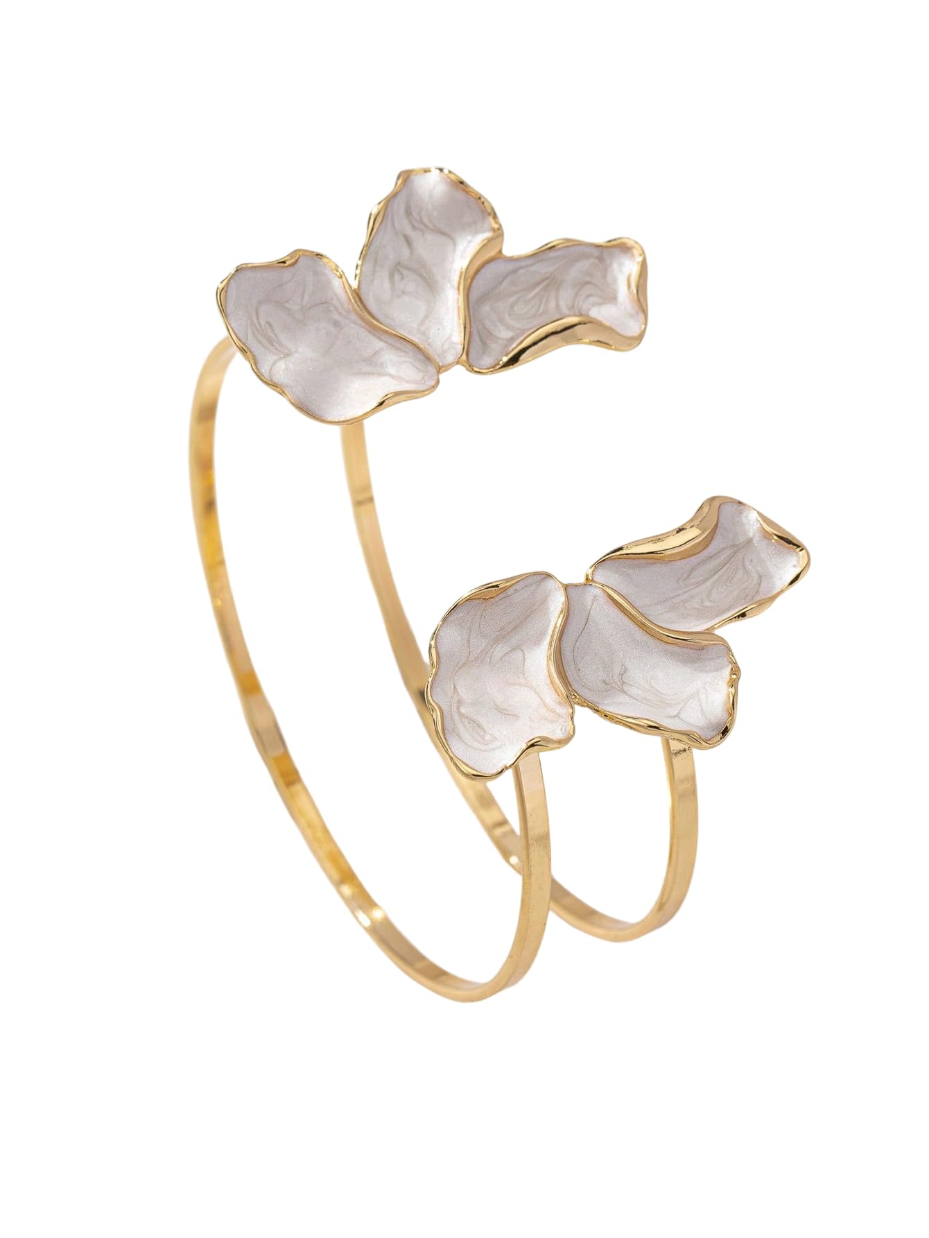 MakeMeChic Beach Gold Arm Cuff Jewelry for Women Bangle Band Armlet Flower Upper Arm Cuff Bracelet Summer Beach Essentials White One-Size