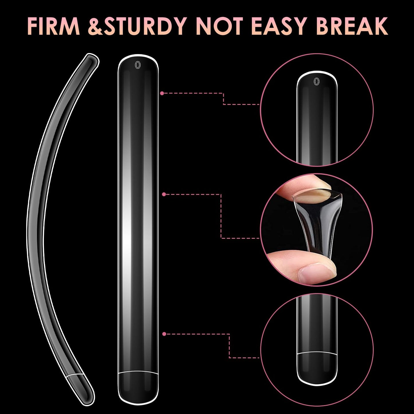 XXXXL Extra Long Nail Tips, BORNBYME 100Pcs Clear Curve Nail Tips Acrylic Full Straight Nail Tip