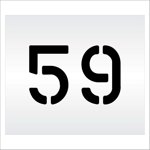 Pavement, Curb, and WheelStop Stencils - 6 inch Double Number Stencil - (59) - 6" x 9" x 1/16" (63 mil) - Light-Duty