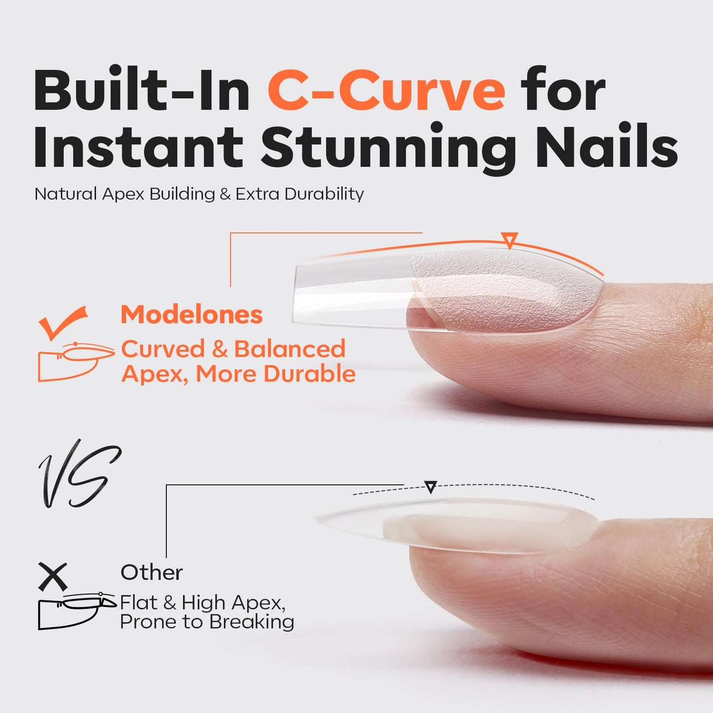 modelones X Nail Gel Kit Square, 15Sizes False Nail Tips Instant Apex Solid Glue & Mini LED Light, Medium Square Pre-Building Thick Acrylic Press on Tips U/V Lamp Extension Kit Women Gift 240Pcs