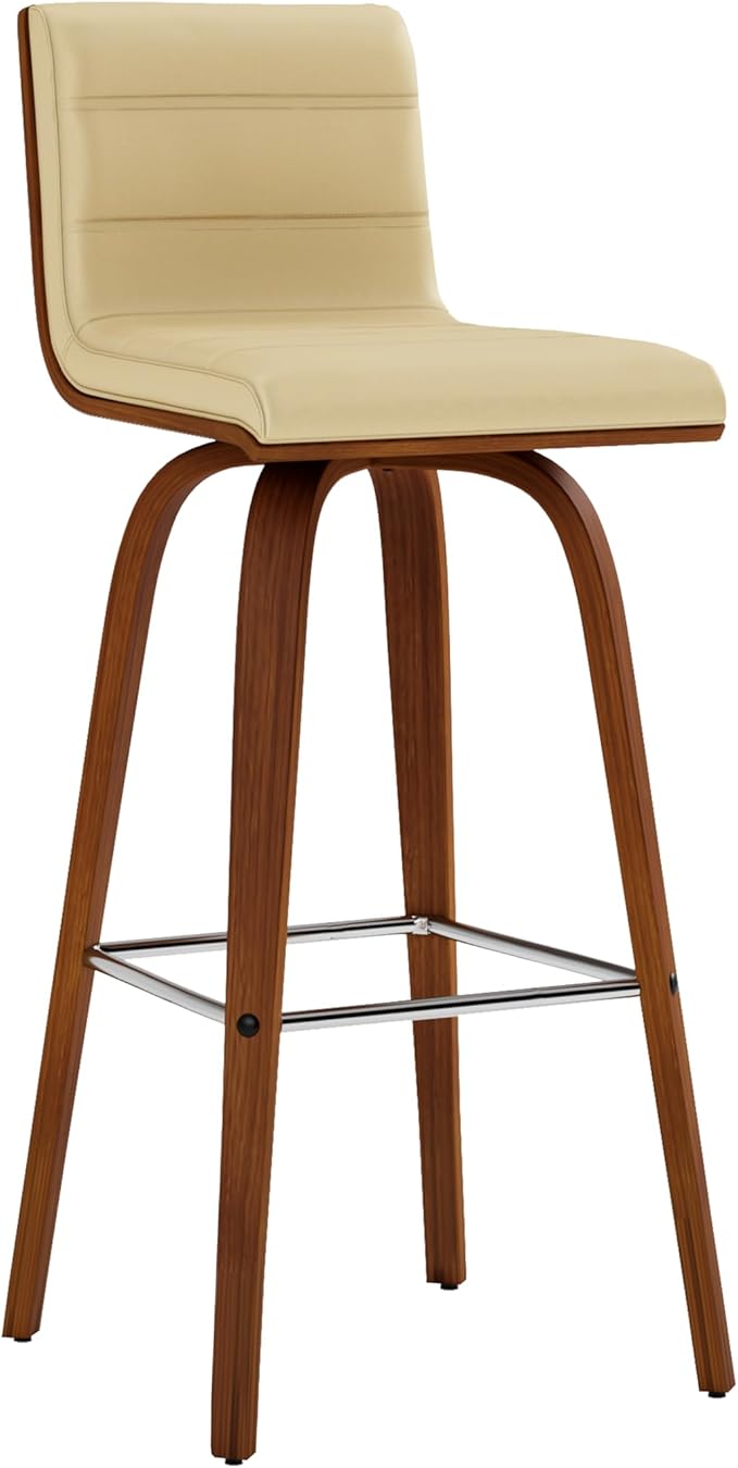 Armen Living Vienna Bar Height Bar Stool Kitchen and Dining, 30" Cream/Walnut, More color/size option