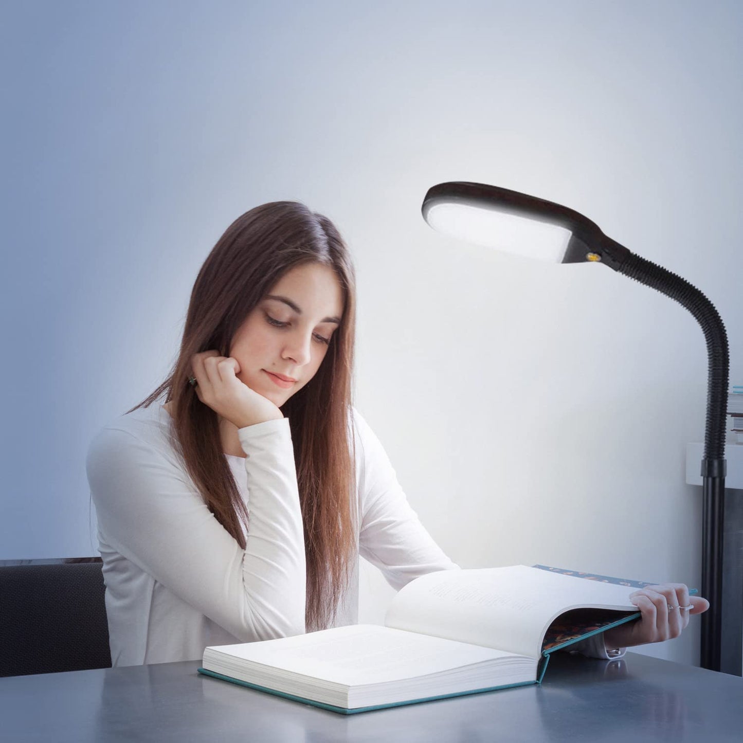 Brightech Litespan - Bright LED Floor Reading Lamp for Over Chair Crafts and Reading, Estheticians' Light for Lash Extensions, Adjustable Standing Lamp for Living Room, Bedroom, Office - Havana Brown