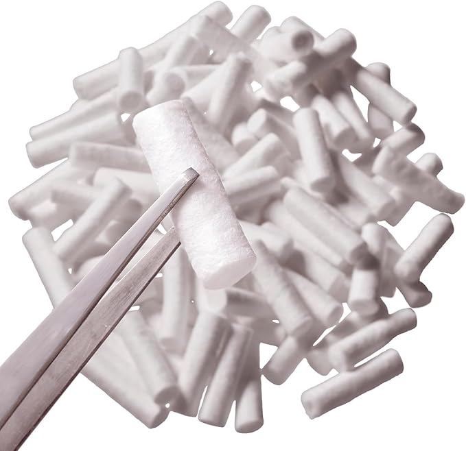 500 Dental Cotton Rolls, One Inch Nosebleed Plugs for Kids or Adults - Extra Absorbent Blood Clotting, Dental Cotton Rolls (500 Count)