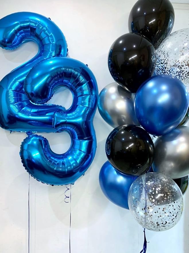 Metallic Blue Number 7 Balloon 40 Inch, 7th Birthday Party Decorations for Children, Giant 7 Foil Balloon for Party Supplies