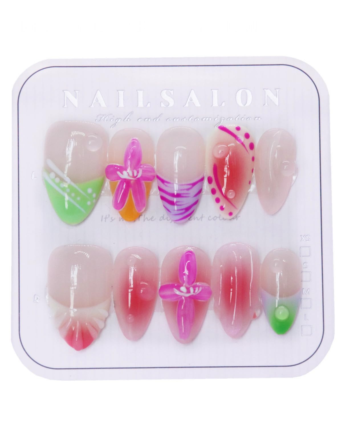 CAMILCY Handmade Nails Press on Almond Nail Pointed Green Gold Crystal Glitter Design Hand painted Reusable Gel UV Finished Pre shaped False Nails for Women 10pcs 3D Handmade Nails (A083, M)