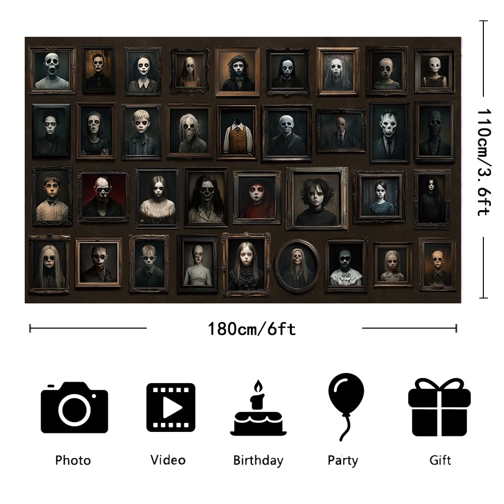 6x3.6ft Halloween Portrait Backdrop Banner Horror Decorations Haunted Banner Gothic Mansion Portraits Halloween Black Photography Background