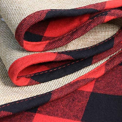 OurWarm 48 Inch Christmas Tree Skirt Red and Black Buffalo Plaid Christmas Tree Skirt, Double Sided Burlap Tree Skirt Snowflake Xmas Tree Skirt for Holiday Rustic Vintage Christmas