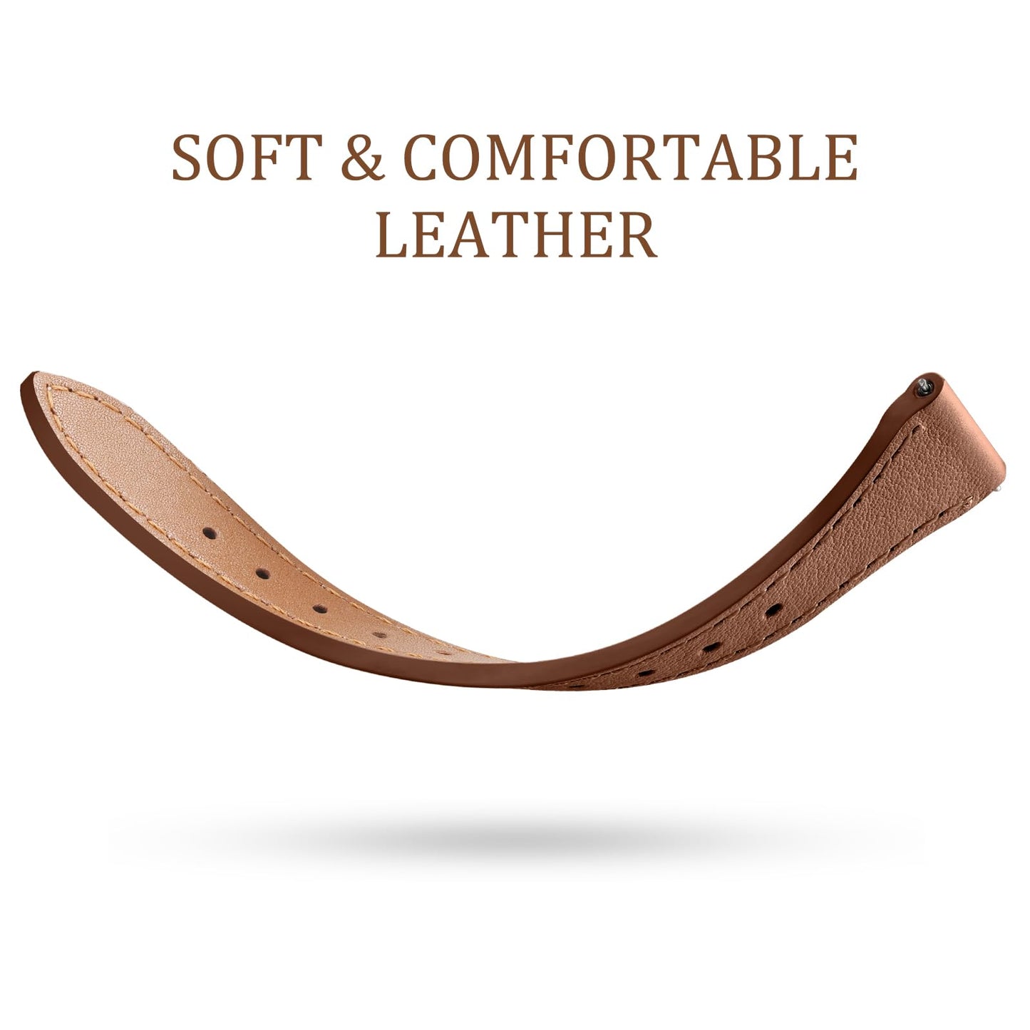 GEAK Slim Leather Band Compatible with Galaxy Watch 7 Band/6 5 4 FE 40mm 44mm/5 pro 45mm/Classic/Galaxy Active 2, 20mm Genuine Leather Strap with Quick Release Buckle for Samsung Watch Bands Women