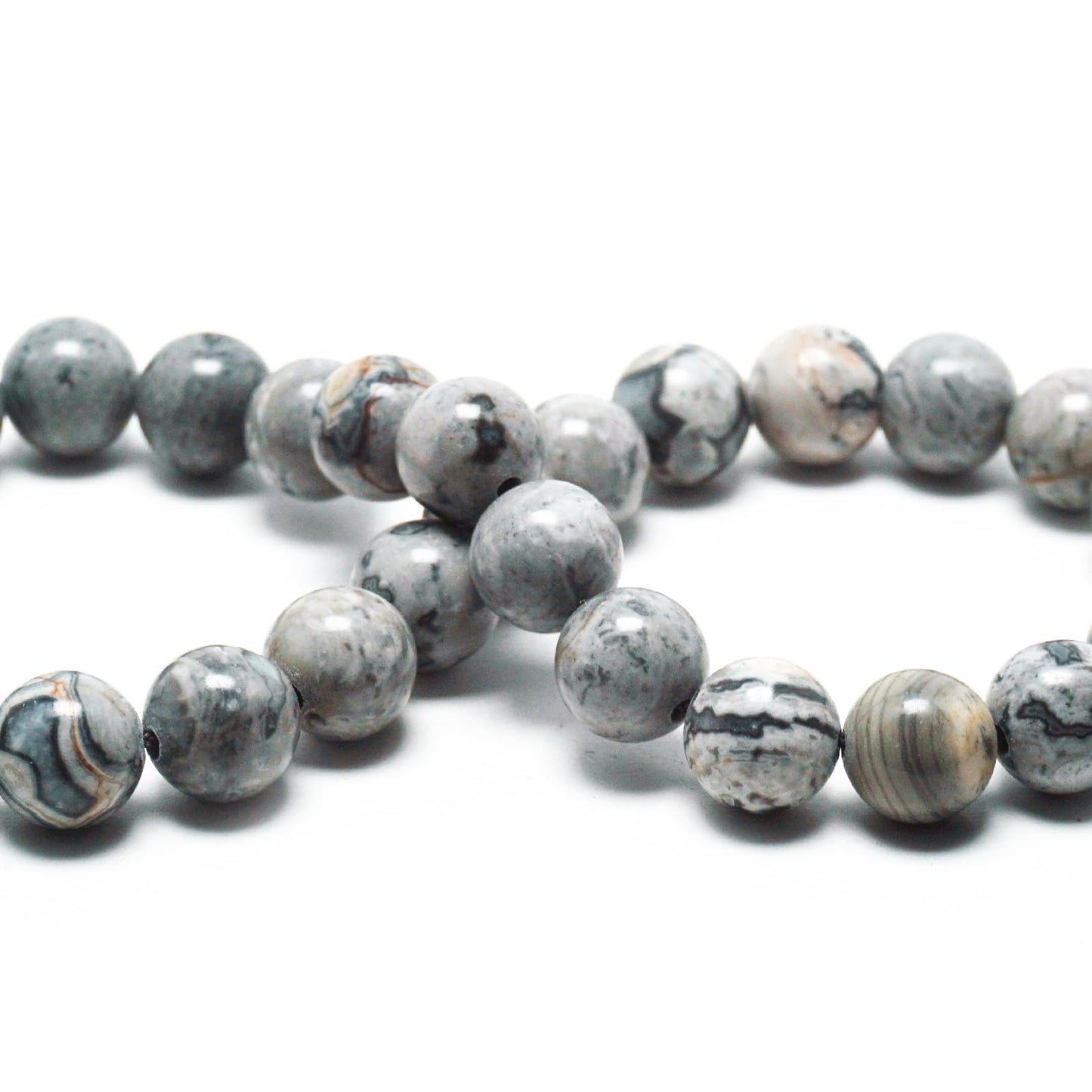 DIQIO Natural Stone Gemstone Beads for Jewelry Making - Map Jasper Beads for Bracelets, 6mm Semi Precious Round Beads (58-60pcs, 6mm, Map Jasper)