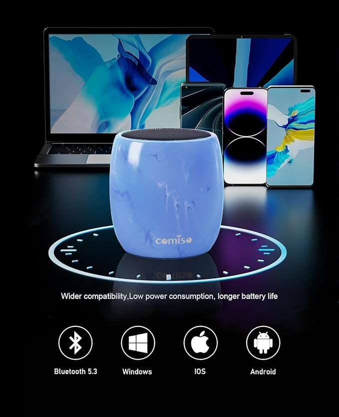 comiso Small Bluetooth Speaker, IPX7 Waterproof Speaker with Robust Bass and Stereo Sound, Wireless Speakers with Hands-Free Call, Portable Speakers for Hiking, Car or Trip, Ideal Gift for Men, Women