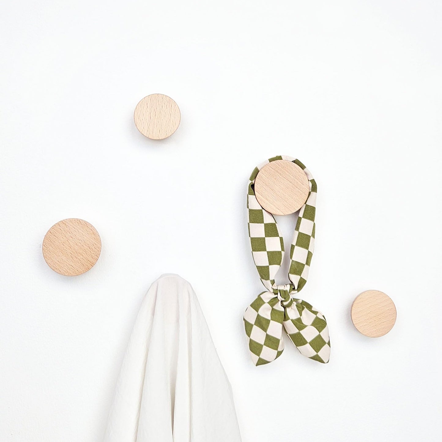 5mm Paper Solid Round Beech Wood Wall & Coat Hook, Set of 2, 2.3 inch Dia, Ideal for Entryway, Bathroom, Bedroom, or Office
