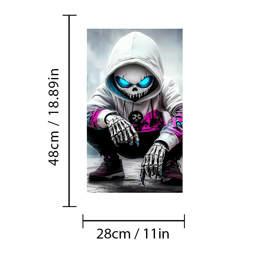 2 Pack Horror Child Killer Sticker,Spider Wolf Car Center Pillar Decals,Scary Car B-Pillar Stickers Door Window Posts Trim 11in*18.89in (Skull Child)