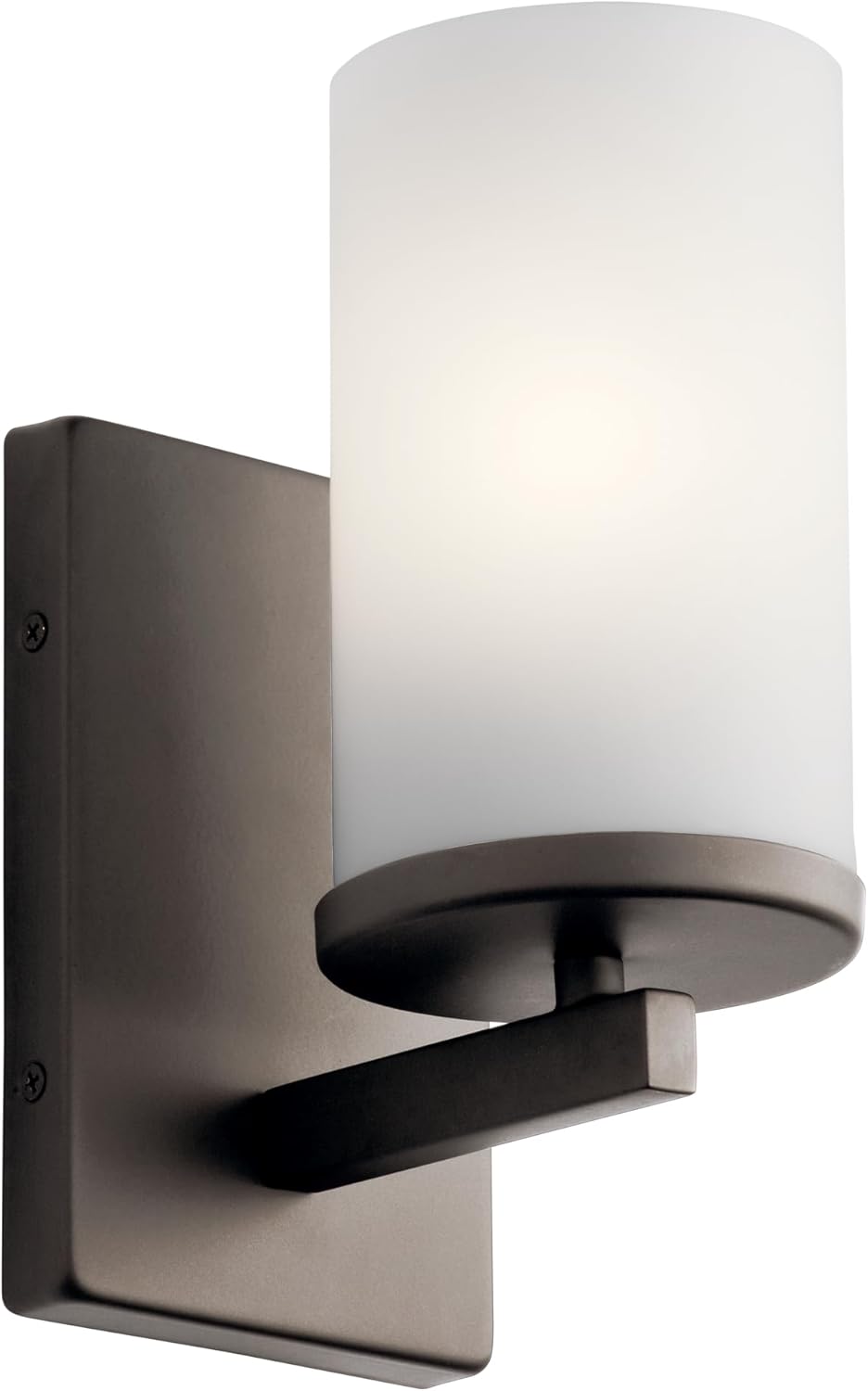 Kichler Crosby 9.25" 1 Light Wall Sconce with Satin Etched Cased Opal Olde Bronze®, 4.5"