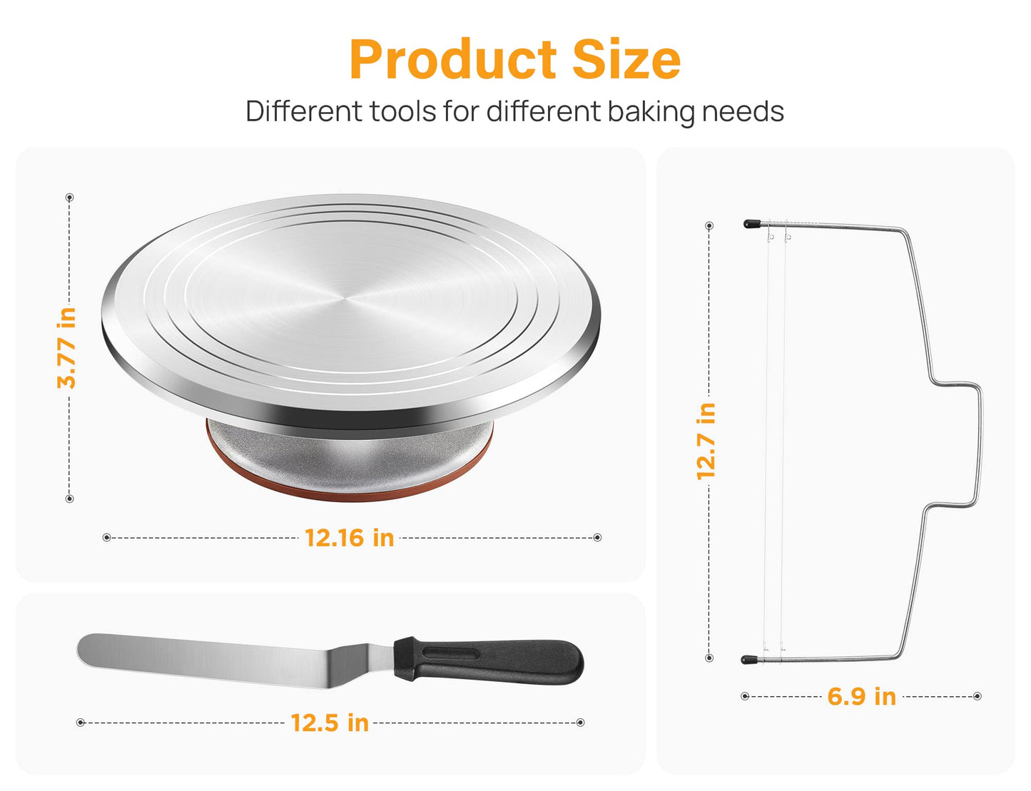 Kootek 22pcs Cake Decorating Supplies Kit, Baking Tools with 12" Aluminium Cake Turntable Rotating Cake Stand, Piping Bags and Tips Set, Icing Spatula, Cake Leveler, 3 Icing Scrapers for Mother's Day