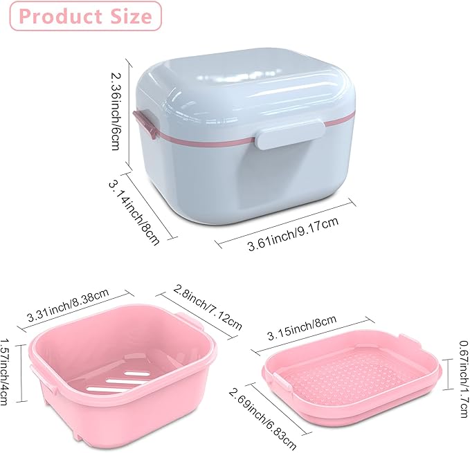 BVN Denture Bath Denture Case: Denture Cup for Soaking Dentures, Retainer Cleaner Case with Mirror, Mouth Guard Case, Aligner Case, Retainer Holder, Night Guard Case, False Teeth Container White