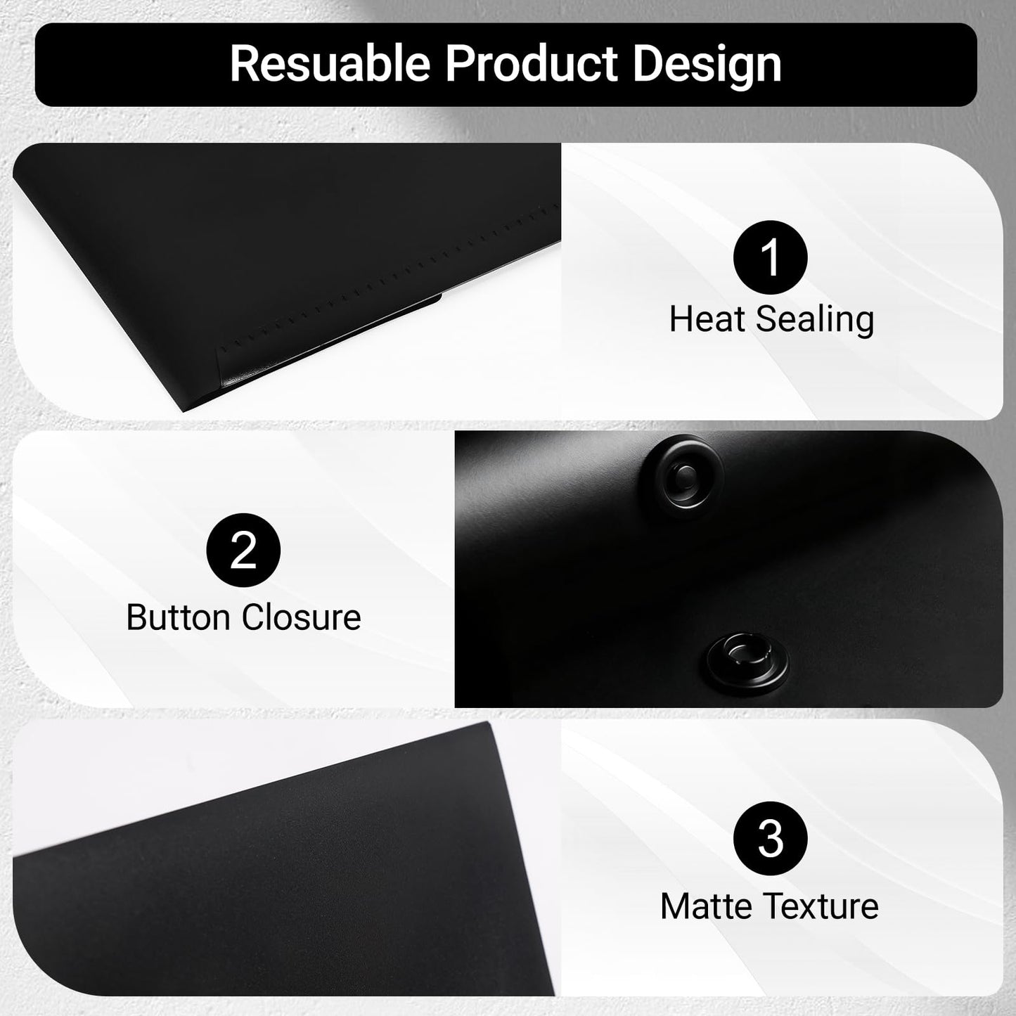 WORPSON Plastic Envelopes Folders 12mil Heavy Duty, for A4 Letter Size Paper, with Snap Closure Pack, Paperwork Plastic Wallets Document Organizer (25 Pack - Black, Horizontal)