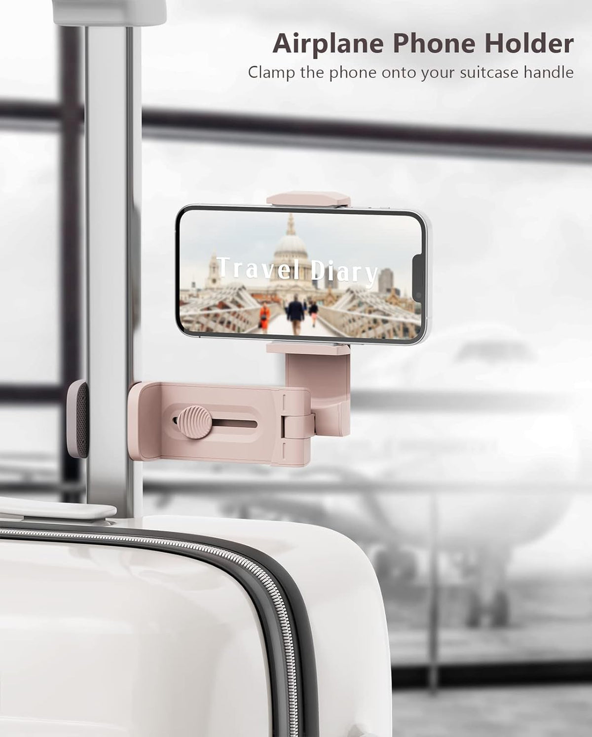 MiiKARE Compact Mobile Phone Holder, Adjustable Clamp Holder, Aeroplane Holder, Portable Mobile Phone Stand, Smartphone Holder Compatible with i'Phone13/12 Pro Android, for Plane, Kitchen, Office
