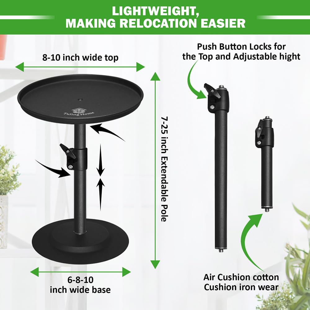 Tuling home Adjustable Pure Iron Planter Inserts, 7-25” Plant Risers for Inside Pots, Planter Fillers for Large Pots, Indoor & Outdoor Insert with 8-10” Top & 6-10” Base