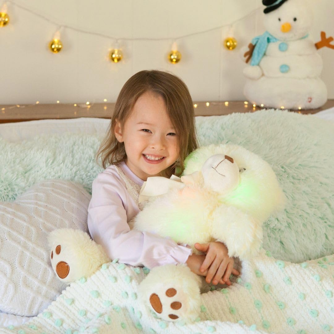 Cuddle Barn - Nite Brite Pals Cuddles the Cub | Large Glowing Musical Extra Soft Teddy Bear, LED Nightlight Changes Colors, Plays Brahm's Lullaby - Plush Bedtime Soother for Kids - 14 inches