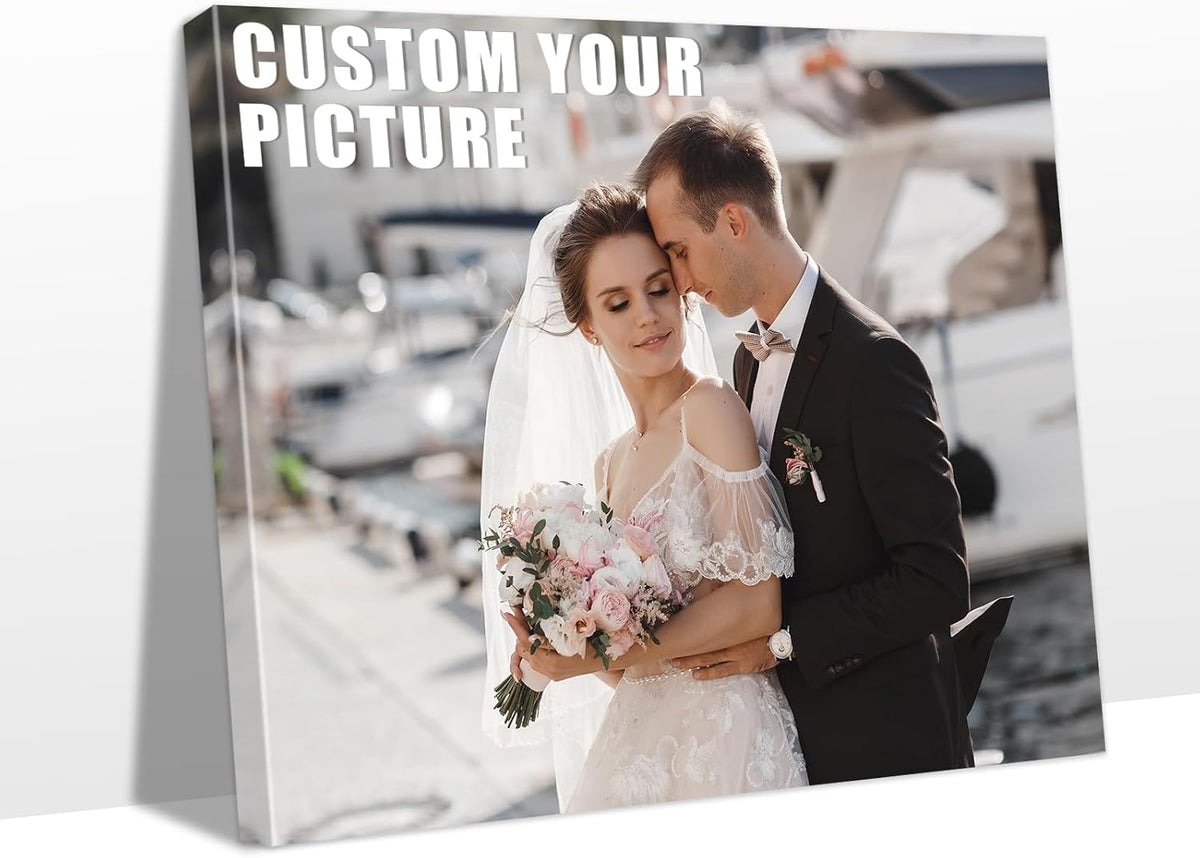 Personalized Custom Canvas Prints with Your Photos & Text, Customized Picture Print, Transform Own Images Into Framed Wall Art Digitally Printed Photo to Canvas, Keepsakes Gifts for Family 20x16’’
