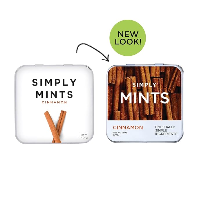 SIMPLY Mints | Cinnamon Breath Mints | Pack of Six (180 Pieces Total) | Breath Freshening + Aspartame-Free + Vegan + non-GMO