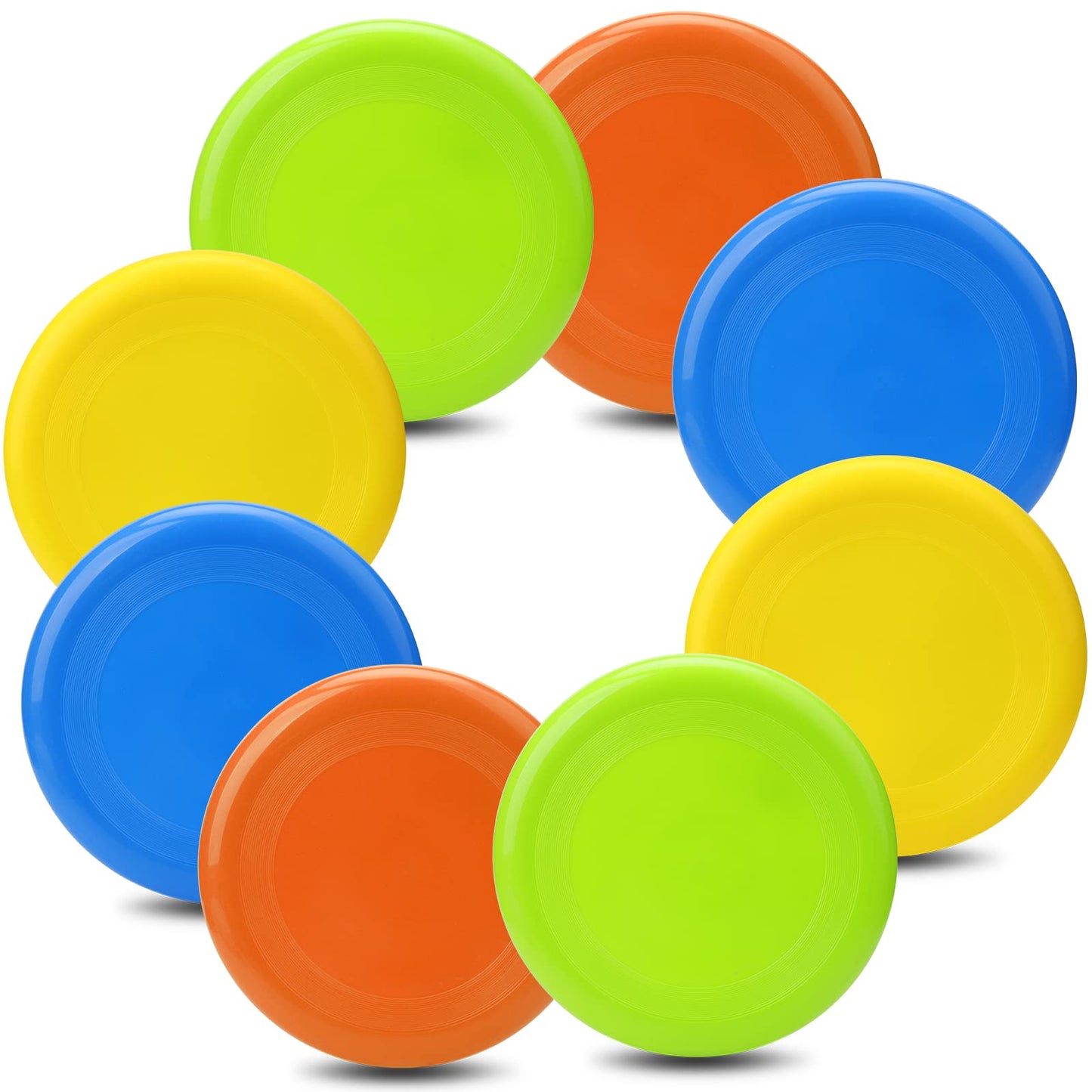 LNCOJOLM 8" Flying Disc Sport Trainning Disc Toy, Beach Toy Outdoor Accessories for Backyard Lawn Park, Birthday Gift Set for Kids Boys Girls, Throwing and Catching Activities (8 Pack)