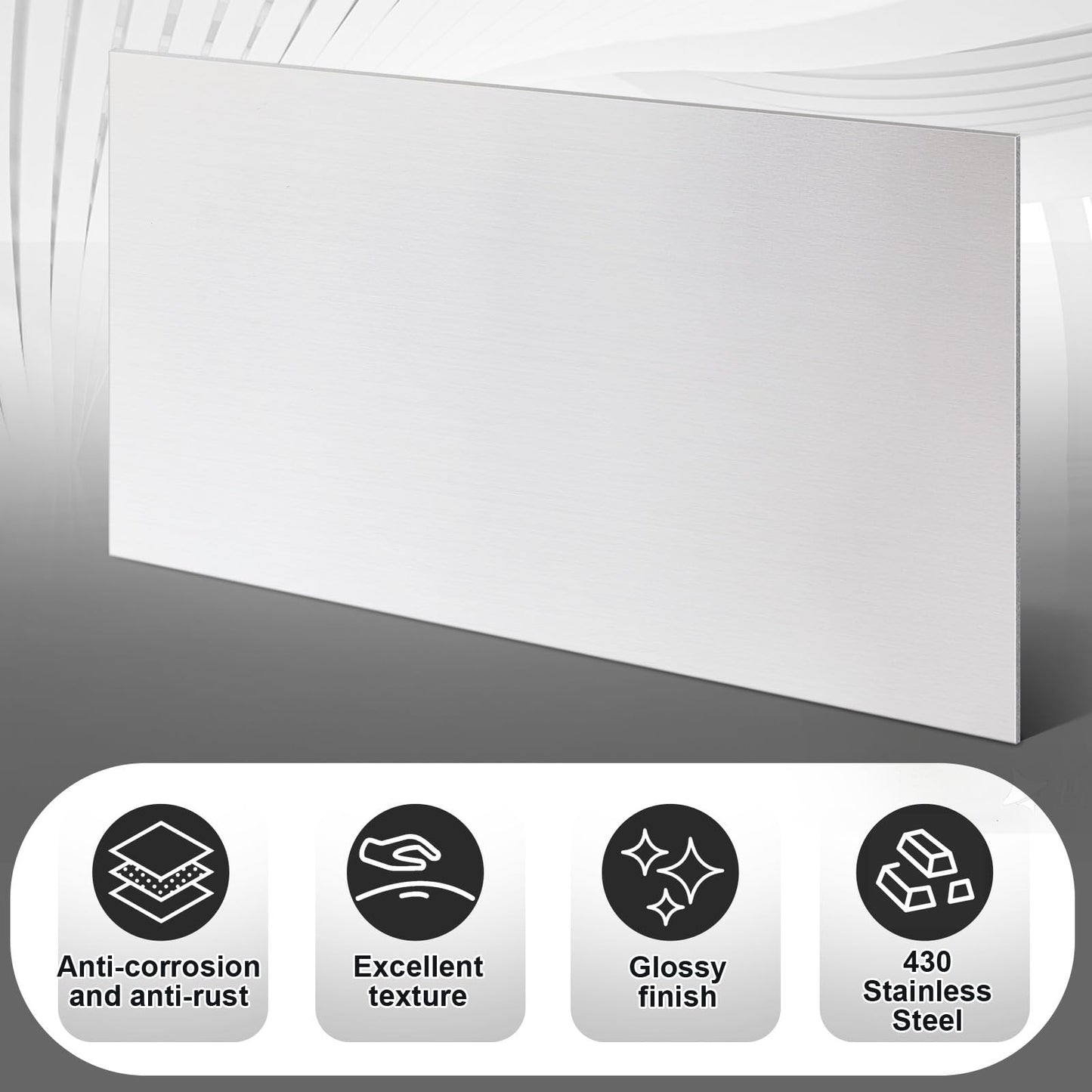 MorningRo 1 Pcs 430 Stainless Steel Sheet Metal 12 x 9 Inches 24ga Metal Plates Panel #4 Brushed Finish Magnetic Mount Board Wall Food Truck Restaurant Crafting Kitchen Floor Trailer Garage Gym