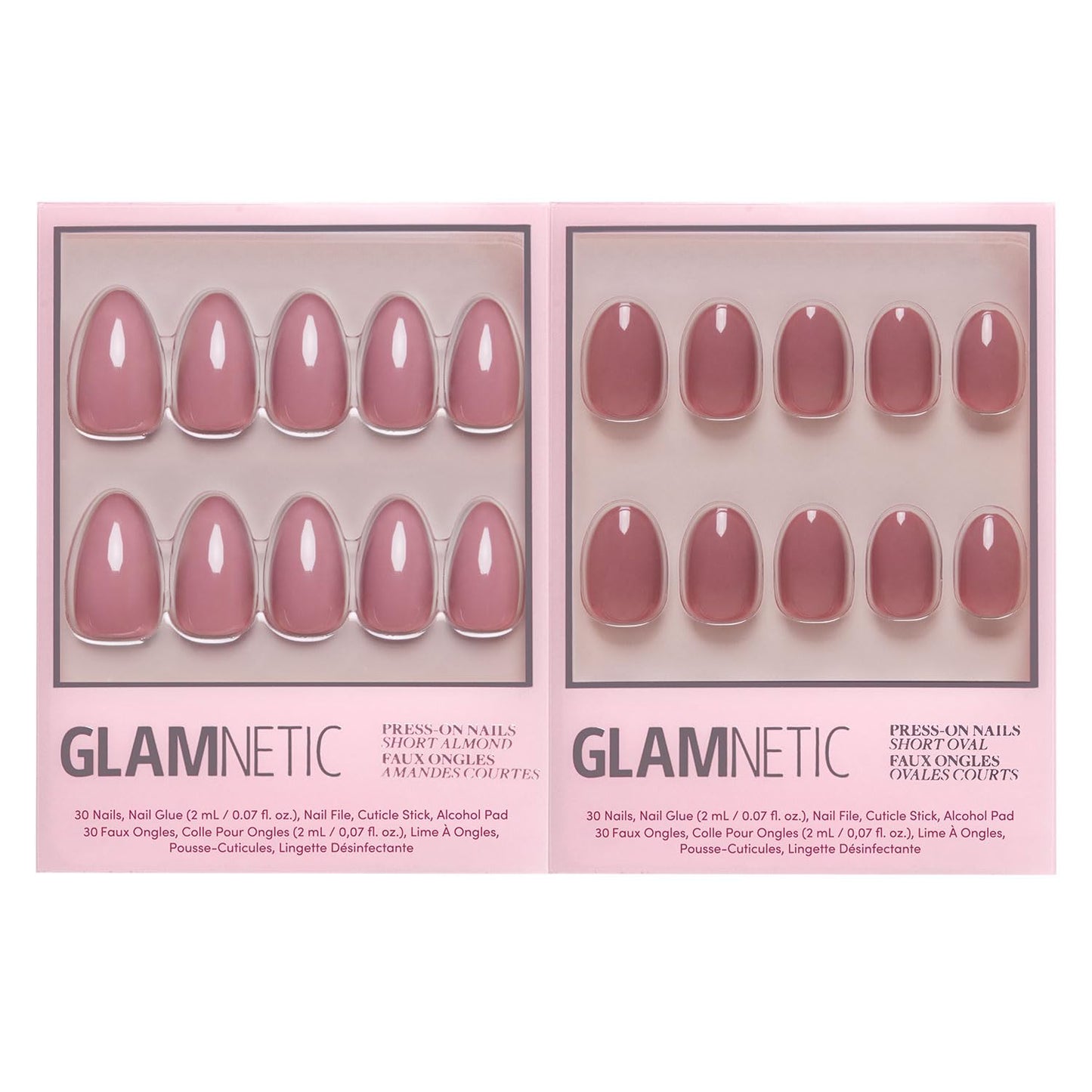 Glamnetic Press-On Nails Bundle - Mauve Obsession & Fall Mauve | 2 Muted Purple Fake Nails in Short Almond & Short Oval | Durable, Salon-Quality Nail Kits